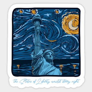 Statue of liberty amidst starry night Sticker